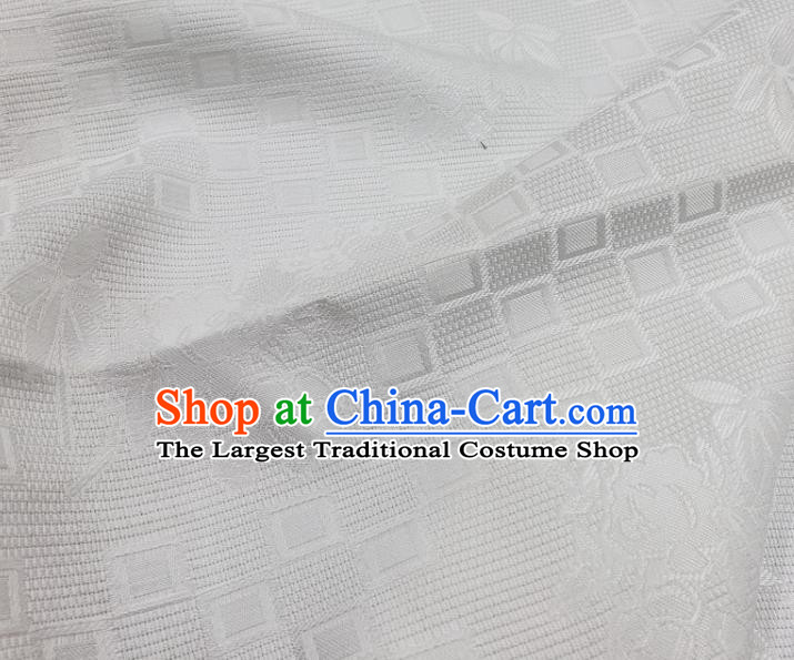 Chinese Traditional Rose Pattern Design White Satin Jacquard Fabric Traditional Asian Hanfu Dress Cloth Tapestry Silk Material
