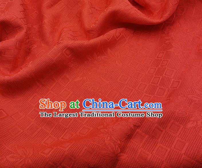 Chinese Traditional Rose Pattern Design Red Satin Jacquard Fabric Traditional Asian Hanfu Dress Cloth Tapestry Silk Material