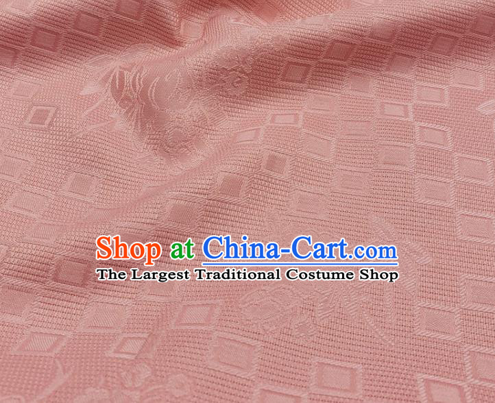 Chinese Traditional Rose Pattern Design Peach Pink Satin Jacquard Fabric Traditional Asian Hanfu Dress Cloth Tapestry Silk Material