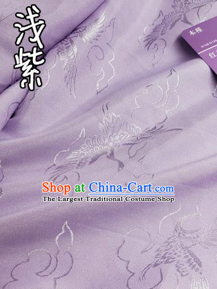 Top Quality Chinese Classical Cloud Crane Pattern Lilac Silk Material Traditional Asian Hanfu Dress Jacquard Cloth Traditional Satin Fabric