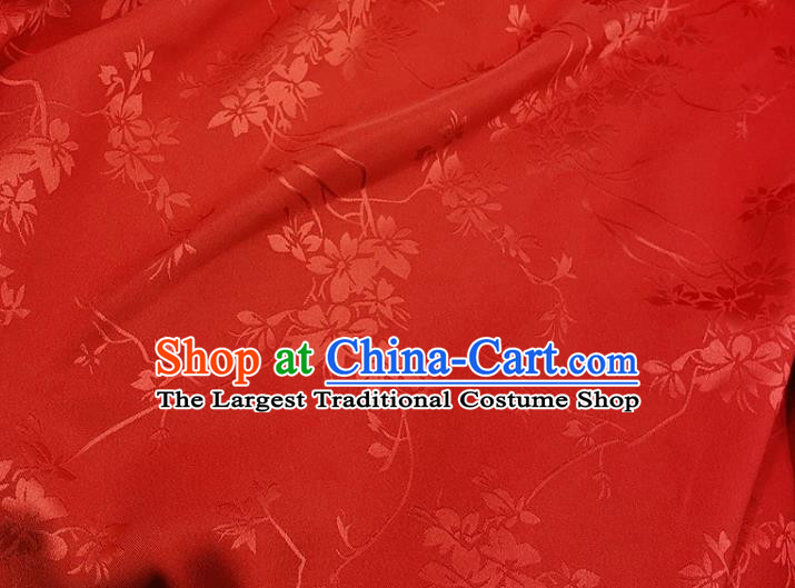 Top Quality Chinese Classical Flowers Pattern Red Silk Material Traditional Asian Hanfu Dress Jacquard Cloth Traditional Satin Fabric