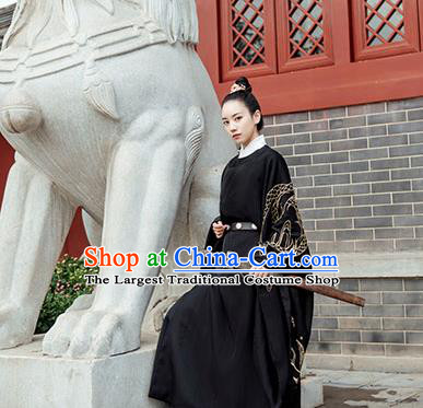 Chinese Ancient Crown Prince Hanfu Garment Traditional Song Dynasty Swordsman Costumes Embroidered Robe and Underwear for Men