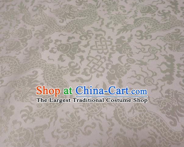 Chinese Classical Imperial Dragon Pattern Design White Brocade Fabric Asian Traditional Tapestry Satin Material DIY Cloth Damask