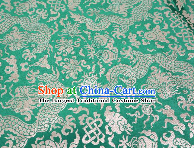 Chinese Classical Imperial Dragon Pattern Design Green Brocade Fabric Asian Traditional Tapestry Satin Material DIY Cloth Damask