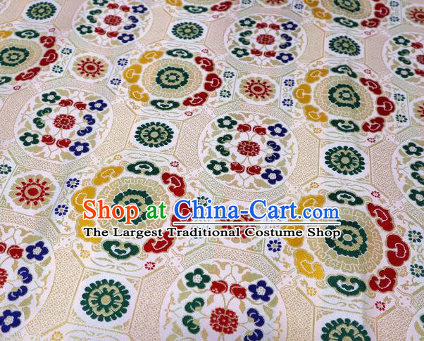 Chinese Classical Imperial Lucky Pattern Design White Brocade Fabric Asian Traditional Tapestry Satin Material DIY Tibetan Cloth Damask