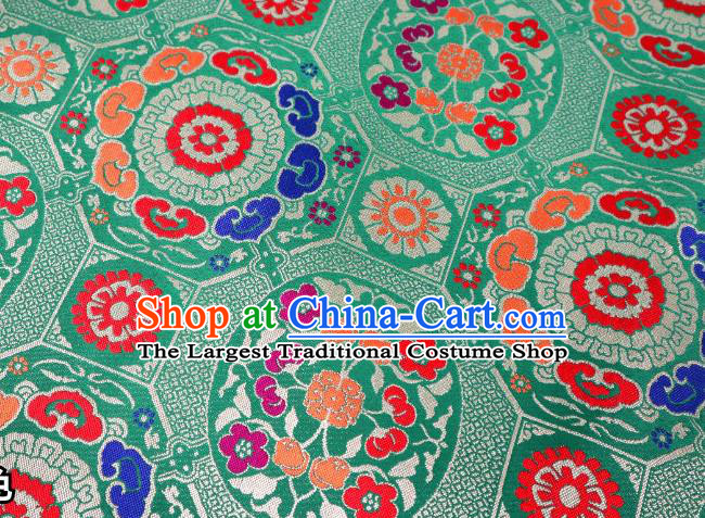 Chinese Classical Imperial Lucky Pattern Design Green Brocade Fabric Asian Traditional Tapestry Satin Material DIY Tibetan Cloth Damask