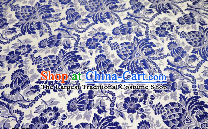 Chinese Classical Ananas Pattern Design White Brocade Cheongsam Fabric Asian Traditional Tapestry Satin Material DIY Imperial Cloth Damask