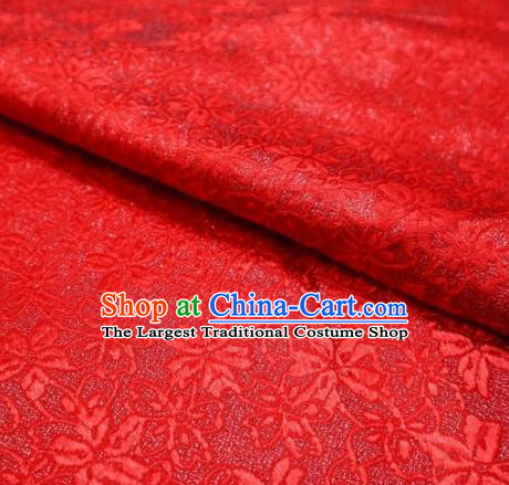 Top Quality Japanese Classical Sakura Pattern Red Tapestry Satin Material Asian Traditional Brocade Kimono Nishijin Cloth Fabric