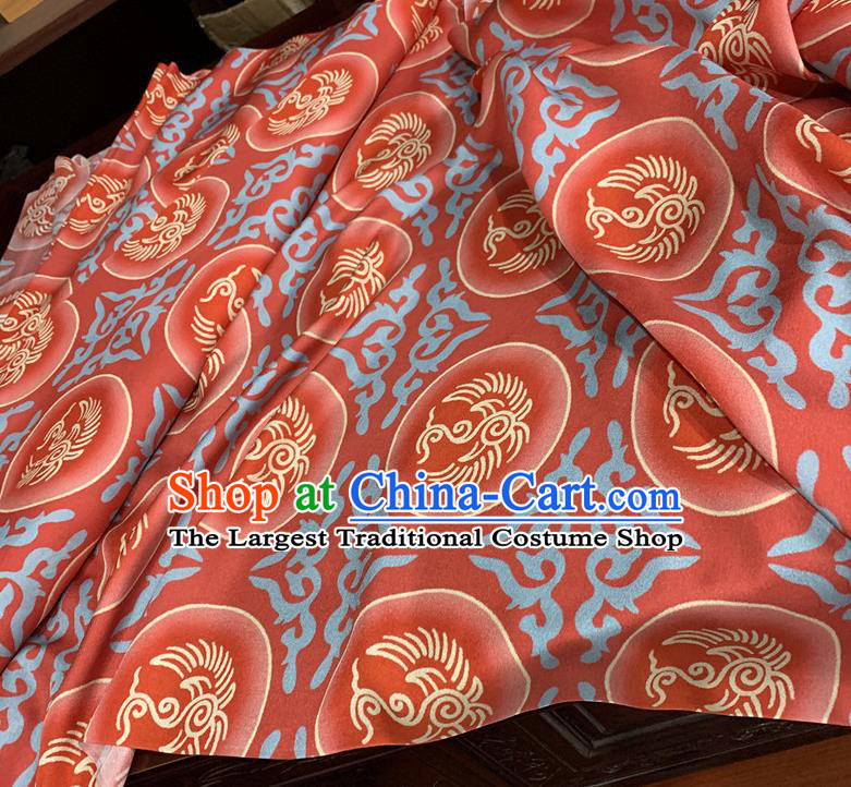 Chinese Classical Phoenix Pattern Red Watered Gauze Asian Top Quality Silk Material Hanfu Dress Fabric Cheongsam Cloth