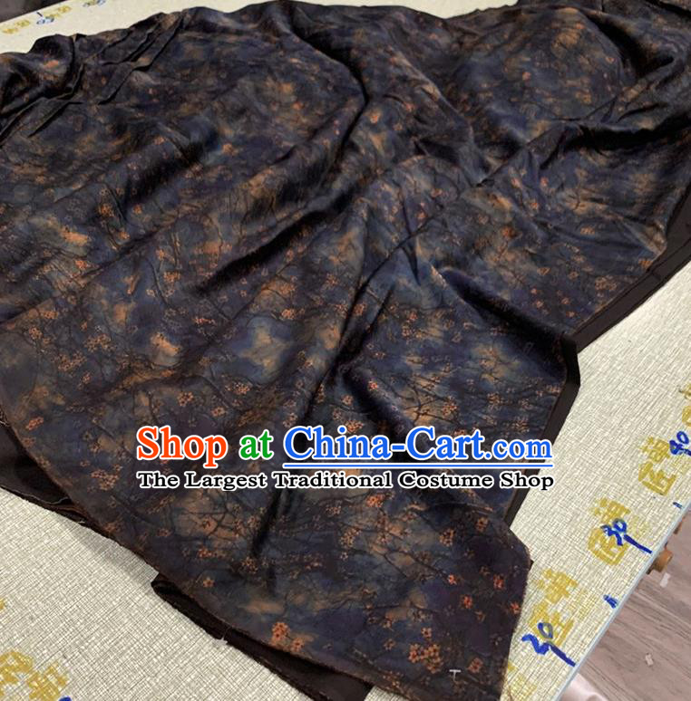 Chinese Classical Plum Blossom Pattern Black Watered Gauze Asian Top Quality Silk Material Cloth Hanfu Dress Fabric