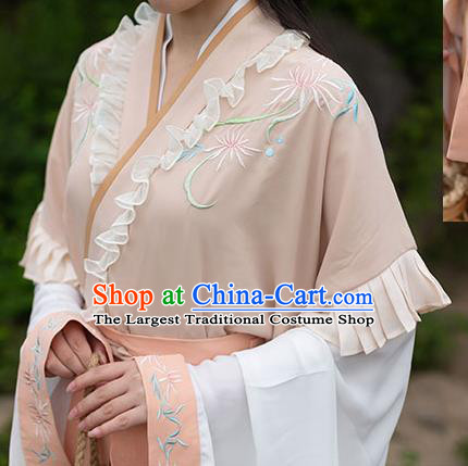 Chinese Ancient Jin Dynasty Princess Hanfu Garment Traditional Embroidered Historical Costumes Complete Set