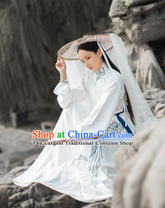 Chinese Ancient Han Dynasty Swordsman Hanfu Garment Traditional Young Male Costumes Embroidered Black Cloak Blouse and Skirt