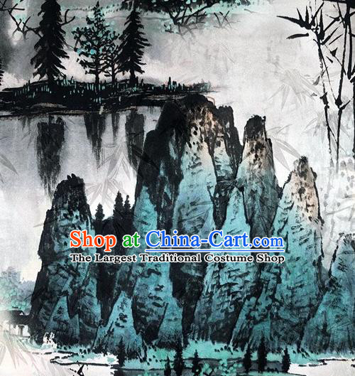 Chinese Classical Ink Painting Pattern Watered Gauze Asian Top Quality Silk Material Hanfu Dress Brocade Cheongsam Cloth Fabric