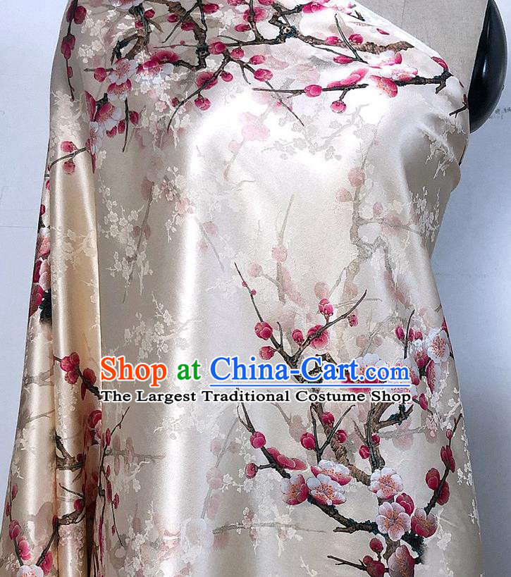 Chinese Classical Plum Blossom Pattern White Watered Gauze Asian Top Quality Silk Material Hanfu Dress Brocade Cheongsam Cloth Fabric