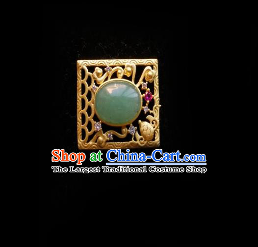 Chinese Classical Cheongsam Green Stone Brooch Traditional Hanfu Accessories Handmade Breastpin for Women
