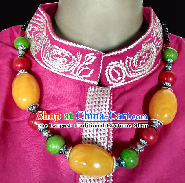 Chinese Handmade Zang Nationality Folk Dance Necklet Decoration Traditional Tibetan Ethnic Retro Necklace Jewelry Accessories for Women