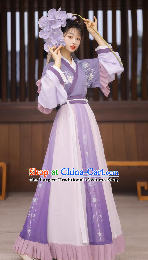 Top Chinese Jin Dynasty Princess Costumes Traditional Hanfu Dress Ancient Young Lady Half Sleeve Garment Blouse and Skirt Full Set