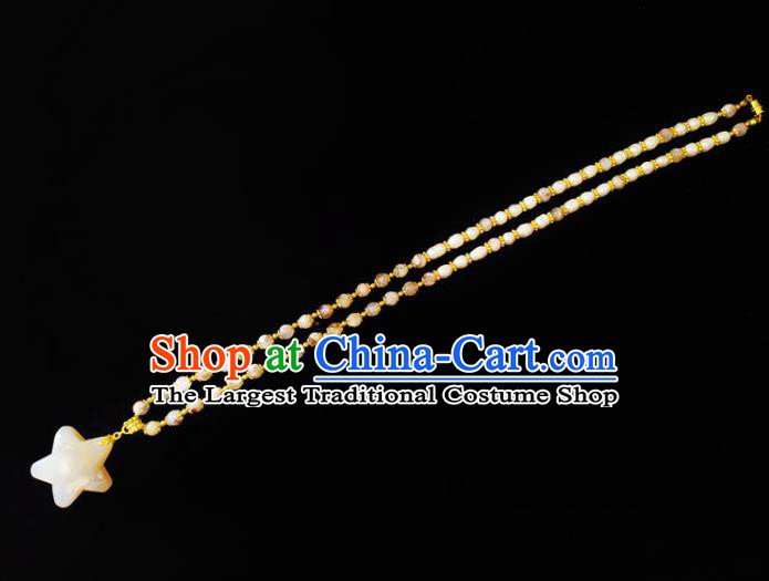 Chinese Handmade Stone Star Necklace Traditional Hanfu Jewelry Accessories Pearls Necklet for Women
