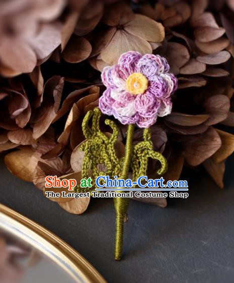 Top Grade Classical Wool Knitting Brooch Accessories Handmade Cheongsam Lace Flower Breastpin for Women