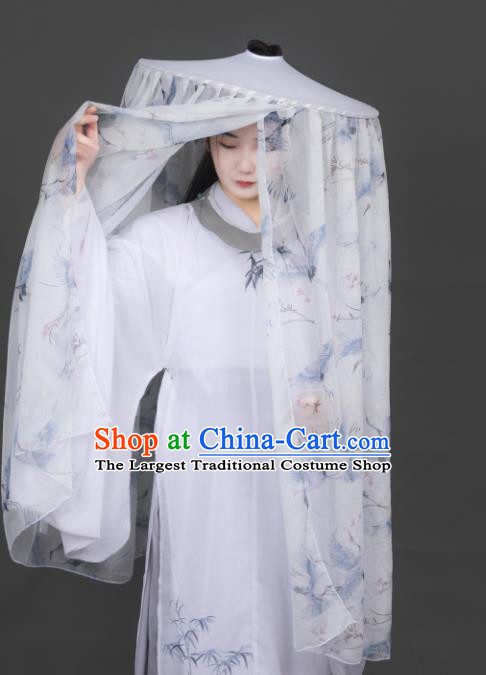 Chinese Traditional Ancient Female Swordsman Headwear Handmade Chivalrous Women Hanfu White Veil Bamboo Hat