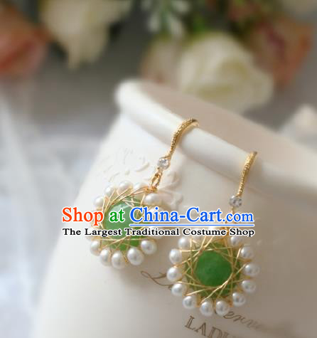 Princess Handmade Green Earrings Fashion Jewelry Accessories Classical Pearls Eardrop for Women