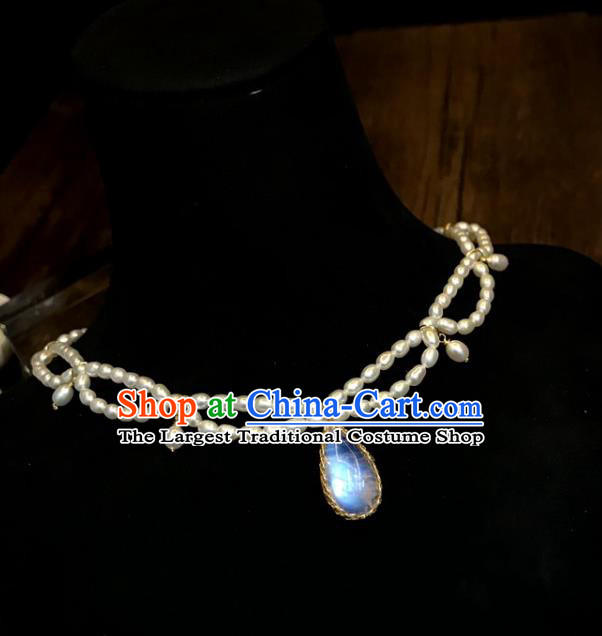 Baroque Handmade Moonstone Jewelry Accessories European Novel Design Pearls Necklace for Women