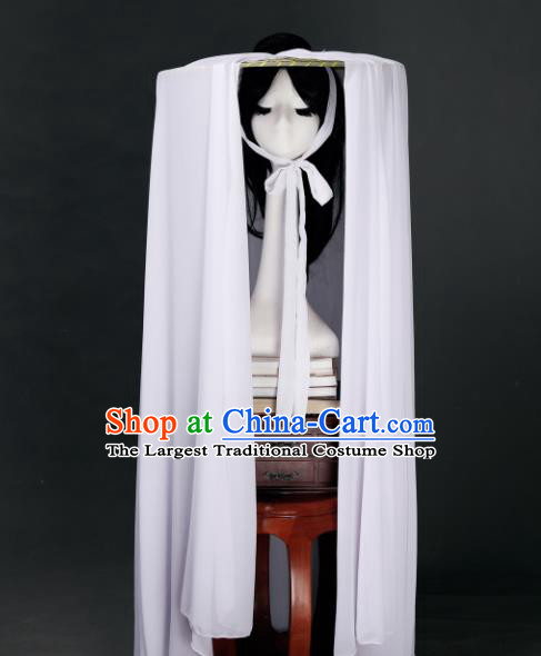 Chinese Traditional Ancient Goddess Headwear Handmade Hanfu Female Swordsman White Veil Bamboo Hat