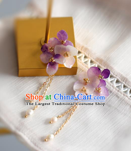 Princess Handmade Lilac Flower Earrings Fashion Jewelry Accessories Classical Tassel Eardrop for Women