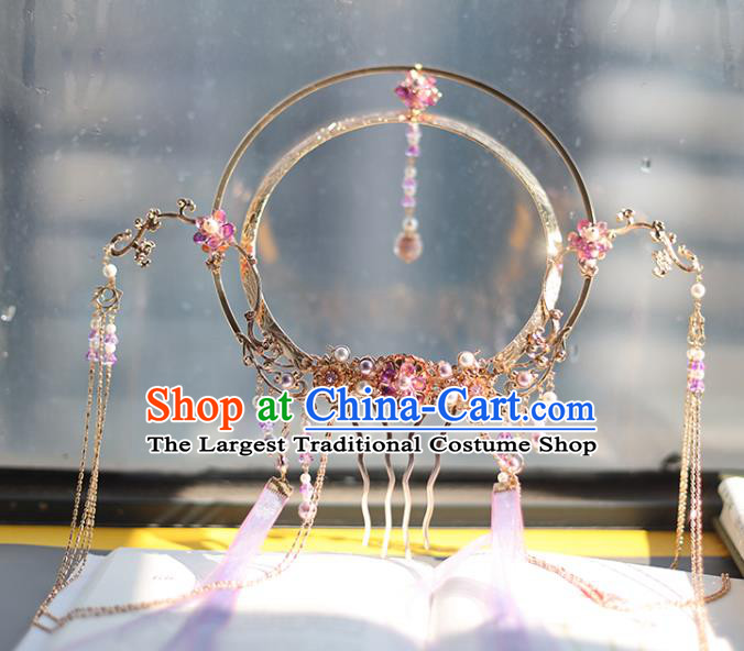 Handmade Chinese Classical Tang Dynasty Tassel Hair Crown Hair Accessories Traditional Hanfu Headwear Ancient Queen Hairpins for Women