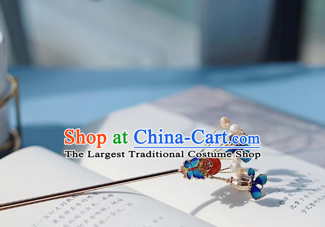 Handmade Chinese Classical Court Hairpins Traditional Hair Accessories Ancient Qing Dynasty Cloisonne Hair Clip for Women