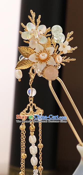 Chinese Classical Wedding Pearls Hair Crown Traditional Bride Hair Accessories Handmade Hanfu Tassel Hairpins and Hair Comb Full Set