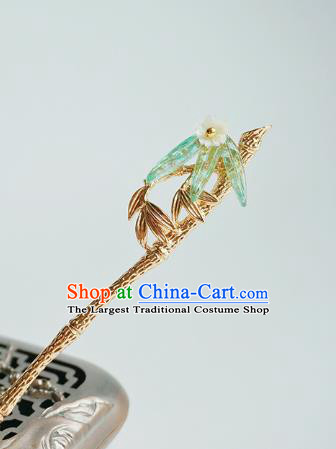 Handmade Chinese Golden Bamboo Hair Clip Traditional Hair Accessories Ancient Hanfu Classical Hairpins for Women
