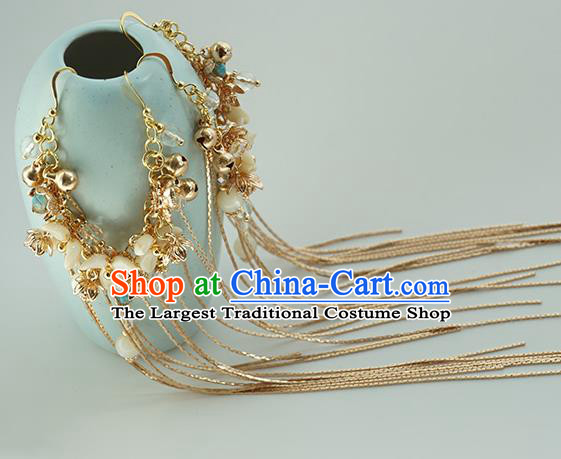 Top Grade Chinese Classical Ming Dynasty Jewelry Accessories Handmade Ancient Hanfu Golden Tassel Hair Clasp for Women