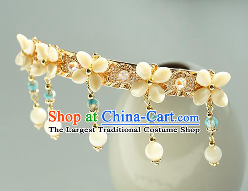 Handmade Chinese Flowers Hair Clip Traditional Hair Accessories Ancient Court Classical Bell Tassel Hairpins for Women