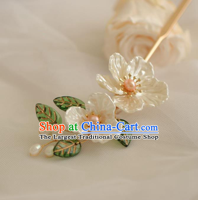 Chinese Cheongsam Shell Plum Blossom Hair Clip Traditional Hanfu Hair Accessories Handmade Flowers Hairpins for Women