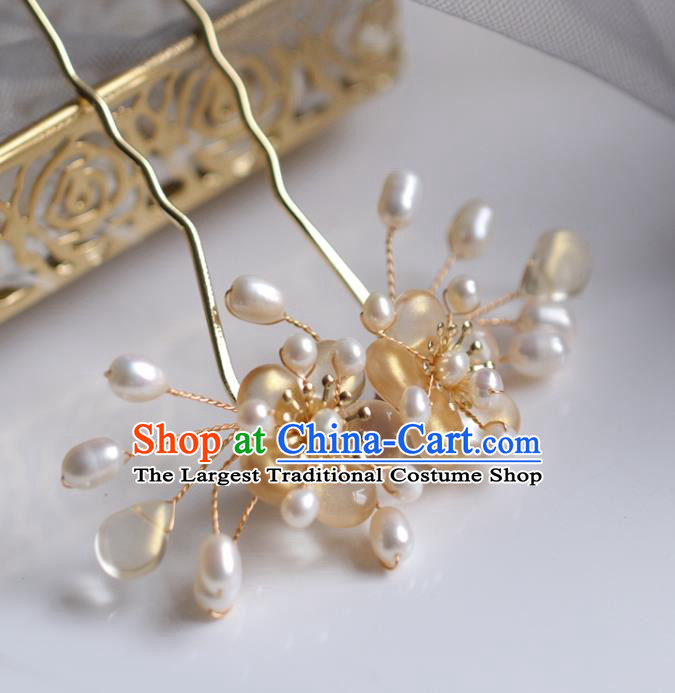 Chinese Cheongsam Yellow Plum Blossom Hair Clip Traditional Hanfu Hair Accessories Handmade Hairpins for Women
