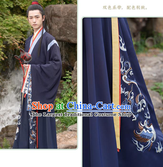 Traditional Chinese Jin Dynasty Swordsman Hanfu Apparels Ancient Young Male Historical Costumes Knight Shirt and Skirt Full Set