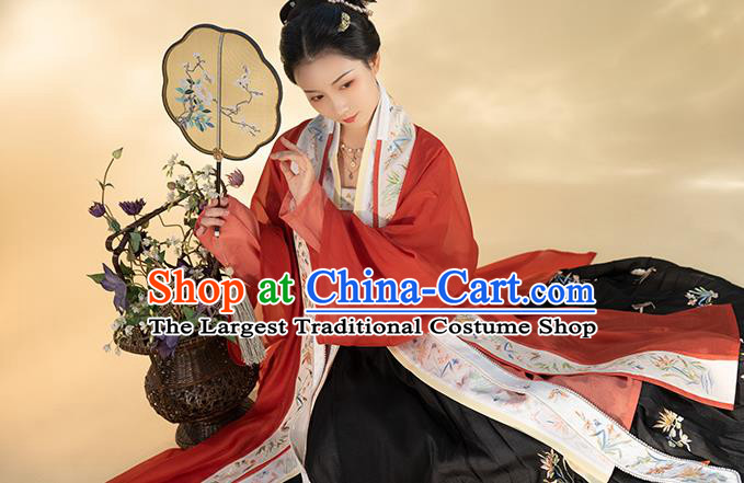 Traditional Chinese Song Dynasty Noble Woman Hanfu Apparels Ancient Royal Infanta Historical Costumes Embroidered BeiZi Blouse and Skirt
