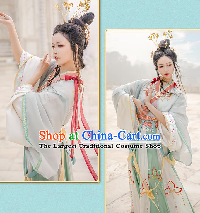 Traditional Chinese Jin Dynasty Noble Lady Hanfu Apparels Ancient Royal Princess Blouse and Skirt Historical Costumes for Women