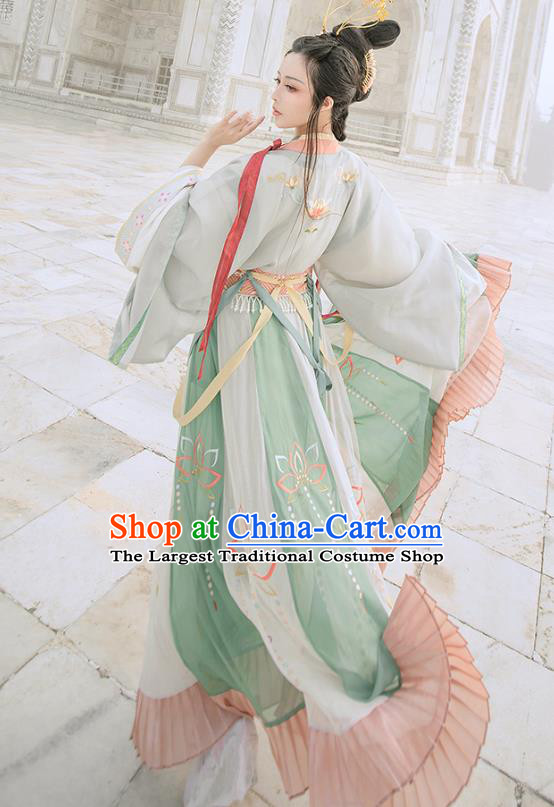 Traditional Chinese Jin Dynasty Noble Lady Hanfu Apparels Ancient Royal Princess Blouse and Skirt Historical Costumes for Women