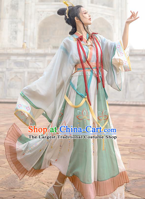 Traditional Chinese Jin Dynasty Noble Lady Hanfu Apparels Ancient Royal Princess Blouse and Skirt Historical Costumes for Women