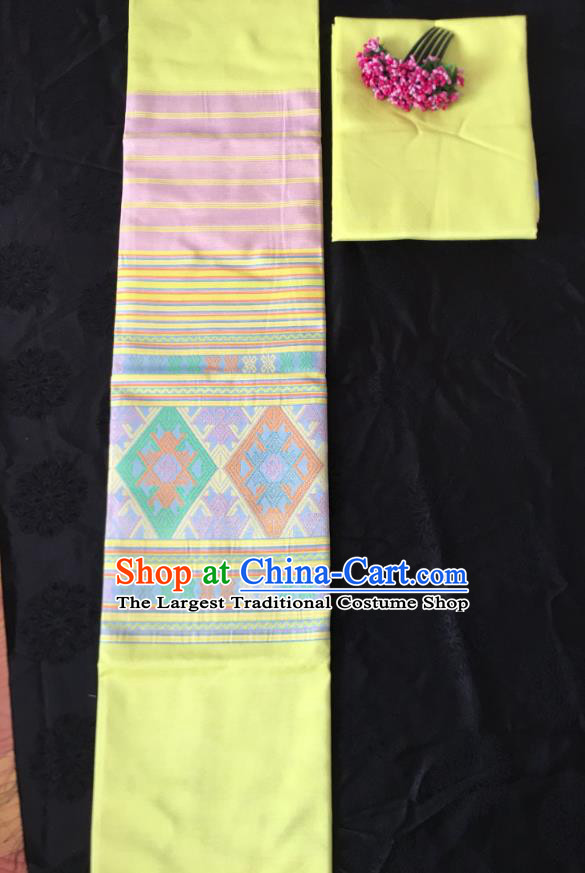 Chinese Traditional Dai Ethnic Yellow Straight Skirt Dai Nationality Dance Dress Xishuangbanna Costumes for Women