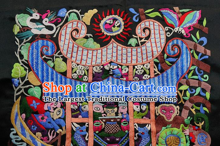 Chinese Traditional Embroidered Character Fabric Patches Handmade Embroidery Craft Miao Ethnic Embroidering Applique Accessories