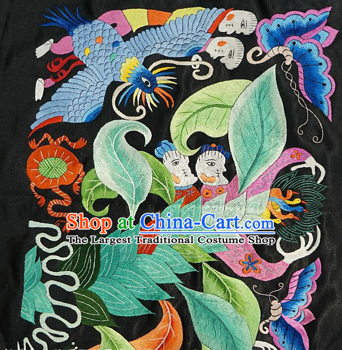 Chinese Traditional Embroidered Phoenix Butterfly Fabric Patches Handmade Embroidery Craft Miao Ethnic Embroidering Applique Accessories