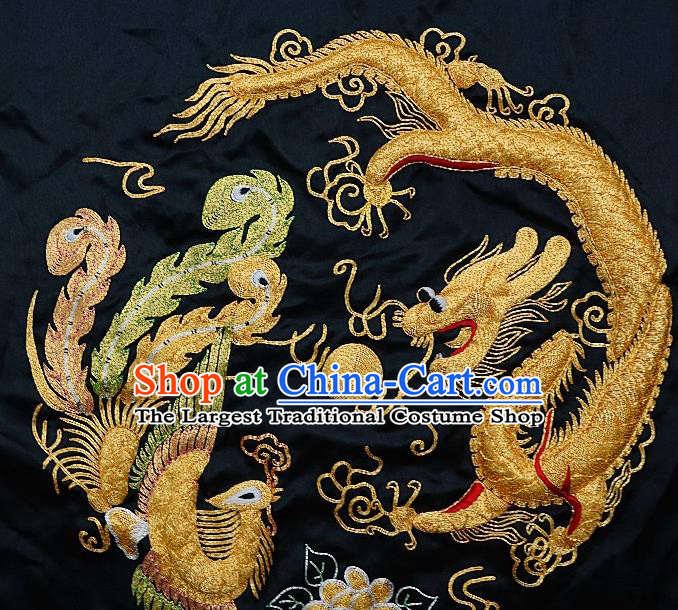 Chinese Traditional Embroidered Dragon Green Phoenix Fabric Patches Handmade Embroidery Craft Embroidering Applique Decorative Picture Accessories