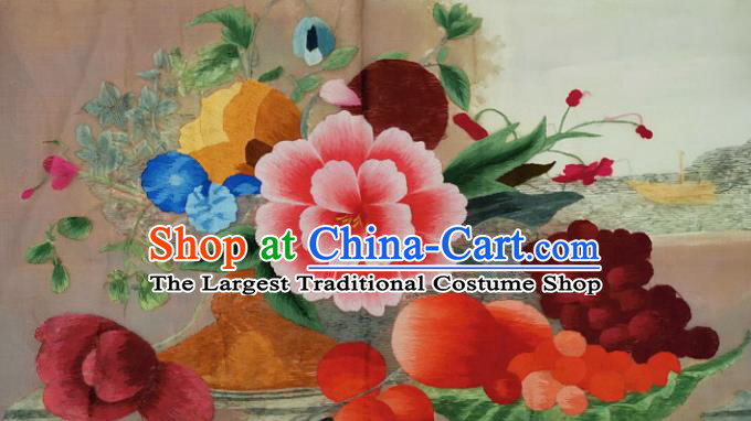 Chinese Traditional Embroidered Decorative Painting Handmade Embroidery Craft Embroidering Flowers Cloth Picture