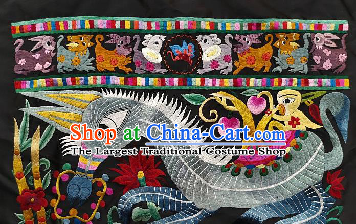 Chinese Traditional Embroidered Horse Monkey Fabric Patches Handmade Embroidery Craft Embroidering Applique Miao Ethnic Accessories