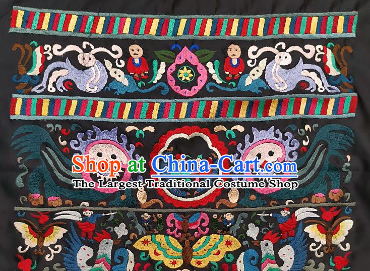 Chinese Traditional Embroidered Pink Lion Fabric Patches Handmade Embroidery Craft Miao Ethnic Accessories Embroidering Butterfly Applique