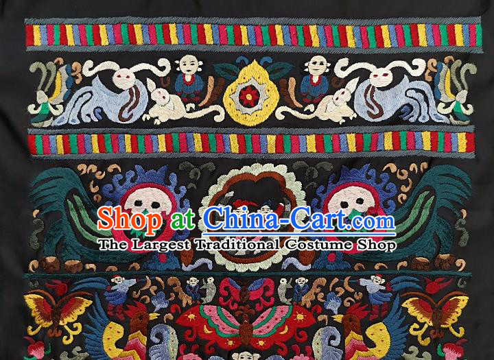 Chinese Traditional Embroidered Red Lion Fabric Patches Handmade Embroidery Craft Miao Ethnic Accessories Embroidering Butterfly Applique