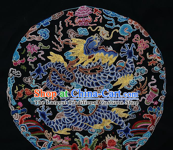 Chinese Traditional Embroidered Dragon Round Fabric Patches Handmade Embroidery Craft Embroidering Silk Decorative Painting